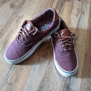 Maroon Canvas and Leather Vans